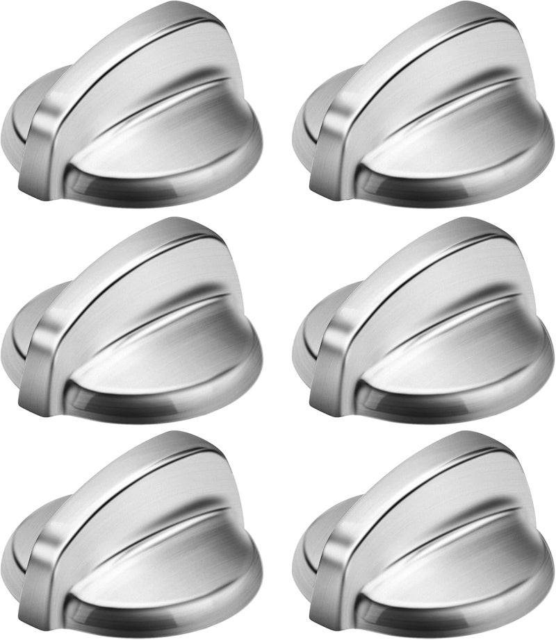 Fetechmate WB03T10325 Burner Control Knobs Replacement for G-E Stove Knob Replace 2691864 PS3510510 AP5690210 WB03T10325 Heavy Metal Knobs 6 Pack - Image 1